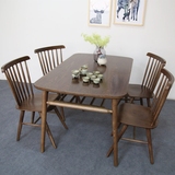北欧风格宜家日式原木色胡桃色长方形水曲柳餐桌椅组合小户型饭桌
