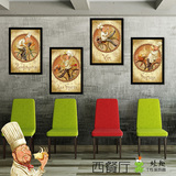 咖啡馆装饰画复古咖啡厅挂画欧式西餐厅壁画创意酒吧艺术玄关竖画