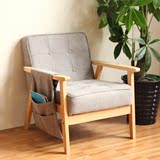 日式简易布艺沙发 单人小户型卧室客厅小沙发三人双人实木沙发椅