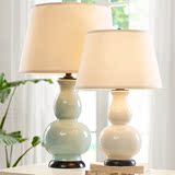 美式台灯 葫芦陶瓷台灯中式台灯 铁艺欧式卧室床头灯客厅台灯