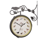 欧式田园客厅小鸟双面报时钟表金典创意双面挂钟静音12种鸟叫壁挂