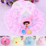 韩国女宝宝蕾丝公主盆帽春夏季02岁婴幼儿童遮阳纯棉渔夫凉帽子潮