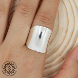 进口泰国清迈925纯银指环 老银时尚简约光面光板弯曲面手工女戒指