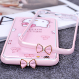 苹果iphone6水钻手机边框6S可爱金属保护壳plus粉色蝴蝶结5se创意