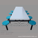 批发八人食堂连体餐桌椅现代餐桌椅子胶实木餐台餐椅饭堂折叠餐桌