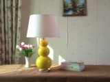 美式黄色陶瓷台灯时尚三节葫芦装饰桌灯客厅灯卧室床头灯黄白二色