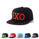 新款韩版EXO帽子男女明星同款时尚嘻哈平沿帽学生棒球鸭舌帽黑色