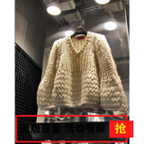 韩国代购16秋冬季新款可爱镂空针织衫V领纯色学生套头毛衣女外套