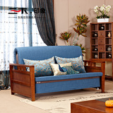 东南亚家具小户型实木沙发床多功能可折叠可拆洗布艺沙发床