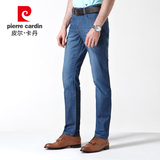 皮尔卡丹牛仔裤男弹力商务休闲青年潮夏季薄款修身型直筒男士长裤