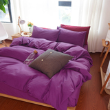 纯棉加厚磨毛四件套1.5/1.8米纯色简约全棉被套床单素色床上用品