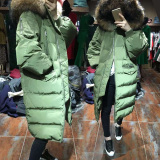 2015冬季新款韩版貉子大毛领连帽中长款羽绒服女大码加厚女装外套