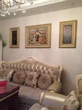 欧式客厅三联组合装饰画沙发背景墙画油画质感有框壁画 吉祥爱巢