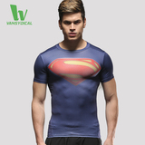紧身衣男健身服夏季运动短袖t恤速干透气跑步训练超人英雄上衣