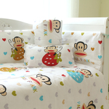 巴巴熊婴儿床上用品纯棉大嘴猴宝宝春夏床单床围被子床品可定做