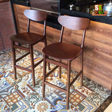 实木餐椅西餐厅桌椅咖啡厅奶茶店休闲实木吧椅KVT吧凳