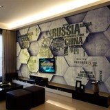 3D立体复古砖墙大型壁画英文字母 客厅壁纸卧室世界地图背景墙纸