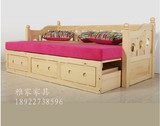 广州100%全实木松木家具订制定做懒双人沙发床推拉两用多功能组合
