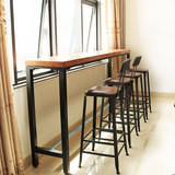 北欧吧台椅实木做旧酒吧桌椅铁艺咖啡厅桌椅子组合星巴克高脚吧凳
