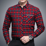 2016春季薄款中年男士长袖衬衫爸爸装纯棉格子大码衬衣40-50-60岁