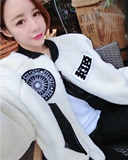 2015秋冬新款韩国短款女士加厚蝙蝠袖羊羔毛皮毛一体夹克外套皮草