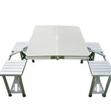 正品户外简约宿营野炊桌椅铝合金连体折叠桌 加厚桌面 可手提轻
