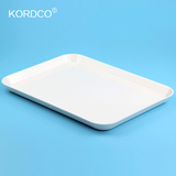KORDCO欧式长方形托盘茶盘白色餐盘 塑料水果盘面包饺子托盘密胺