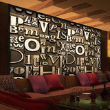 浮雕英文字母墙纸 吊顶壁画背景墙壁纸立体3D个性酒店吧咖啡厅KTV