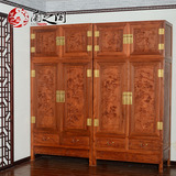 缅甸花梨木家具 中式红木大衣柜 纯手工雕花柜子 生漆工艺 Z98