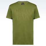 Armani Jeans男装全球购正品代购2015新款绿色字母纯棉短袖T恤