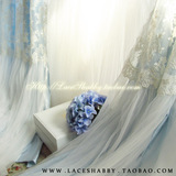 LACESHABBY韩国进口代购梦幻粉蓝色清新碎花双层蕾丝遮光窗帘纱帘