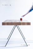 不二铁艺极简桌子 会议桌餐桌可用简约现代时尚原木淡雅风