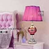 比顿 2016新款卧室床头紫色浪漫奢华水晶台灯 结婚新房送礼首选