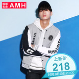 AMH男装韩版2016秋季新款时尚修身印花绣标夹克外套男PL5260賽