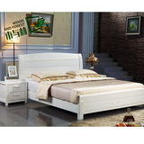 白色实木床 1.8米1.5M地中海榆木床双人床储物高箱婚床简约现代
