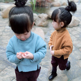 童装女童冬装2016高领卫衣外套1-4岁宝宝纯色加绒加厚T恤儿童上衣