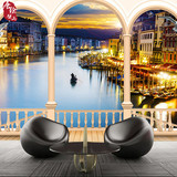 欧式3d立体地中海风格壁纸餐馆饭店客厅电视背景墙纸海景大型壁画