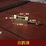 G喜鹊中式复古挂锁做旧横开铜锁 古代家居锁礼品盒配件插销锁5014