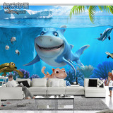 3D立体海底世界酒店餐厅壁画儿童海洋主题房卡通幼儿园背景墙壁纸