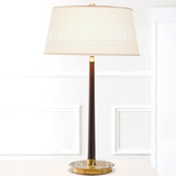 HH美式乡村木质铁艺装饰台灯 简约黑色金色客厅卧室床头样板灯具