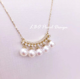 【LBO】14k金锆石珍珠配件 6-6.5mm正圆无暇淡水珍珠 珍珠吊坠