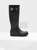 香港代购 HUNTER 2016哑光天然橡胶长筒高筒坡跟厚底雨靴雨鞋女款