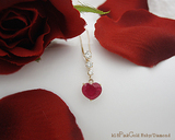 日本代购150分1.5克拉天然红宝石爱心钻石18K玫瑰金项链女锁骨链