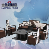 新中式组合沙发实木双人榻现代明清客厅布艺罗汉床组合休闲椅家具