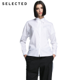 畅销SELECTED思莱德纯棉不对称系带落肩女士长袖衬衫G|416105059