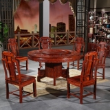 红木餐桌圆桌 刺猬紫檀原木雕花餐台组合 明清古典 仿古 实木家具
