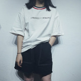 韩国东大门夏装新款女装短袖印花 T恤女学院风字母学生装体恤上衣