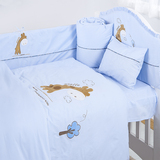 央贝婴儿床上用品套件宝宝床围纯棉四件套新生儿全棉床品床帏被套