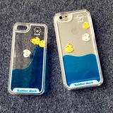 会游泳的iPhone6小黄鸭手机壳苹果6plus流动液体保护套小鸭子5S壳