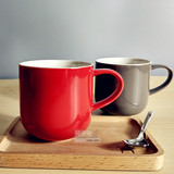 出口德国 红色马克杯 新骨瓷陶瓷杯 水杯子 咖啡杯 茶杯 简约设计